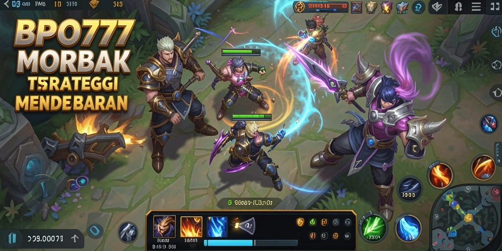 Screenshot gameplay MOBA BPO777 yang menampilkan aksi seru di medan perang.
