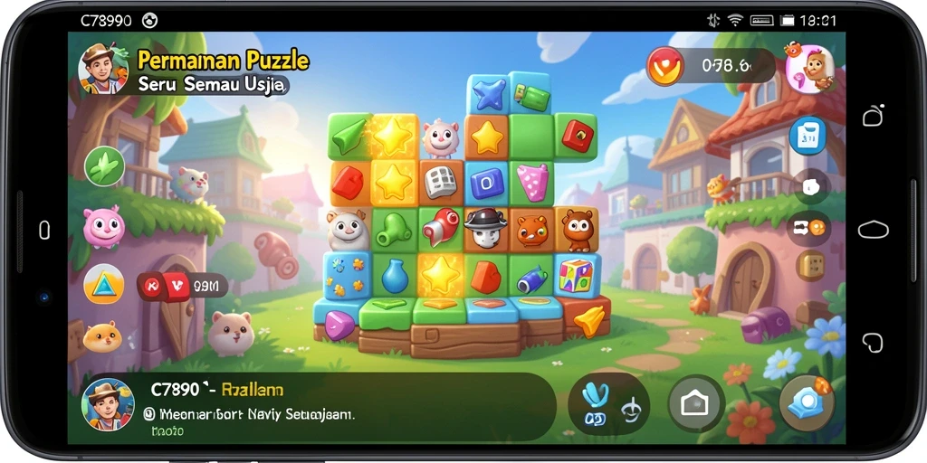 Screenshot gameplay C7890 yang menunjukkan puzzle penuh warna.