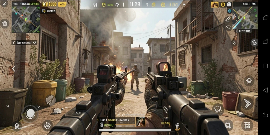 Screenshot menunjukkan aksi seru dalam gameplay FPS di INDOSLOT303.