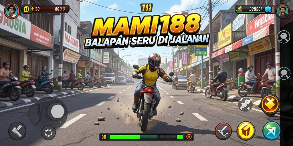 Tampilan gameplay MAMI188 dengan balapan seru di trek menantang.