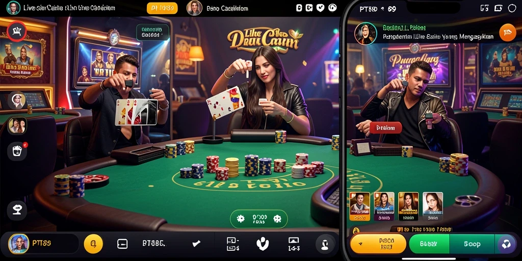 Screenshot gameplay PT89 menampilkan suasana Live Casino yang memukau.