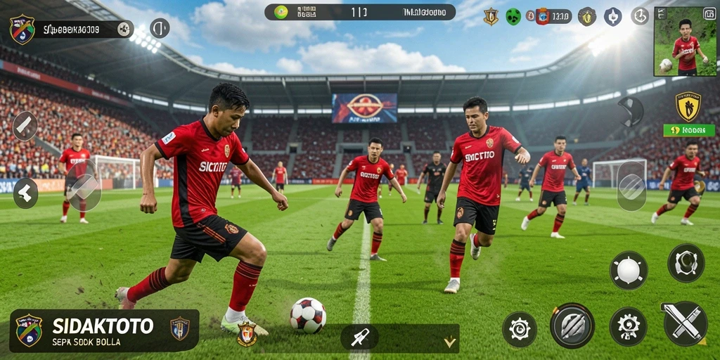 Tampilan gameplay <strong>SIDAKTOTO</strong> yang seru dengan aksi sepak bola yang menegangkan.
