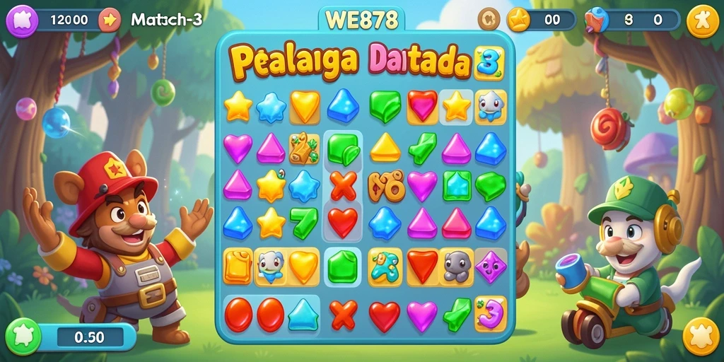 Tampilan menarik dari gameplay seru WE878 Match-3.